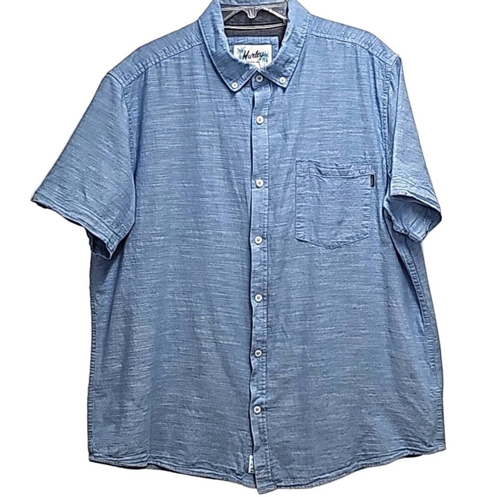 Hurley Muted Blue Short-Sleeve Button-Up Shirt